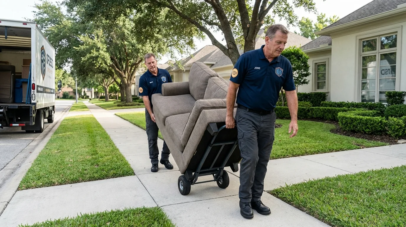 Local residential moving crew loading furniture in Princeton, IN